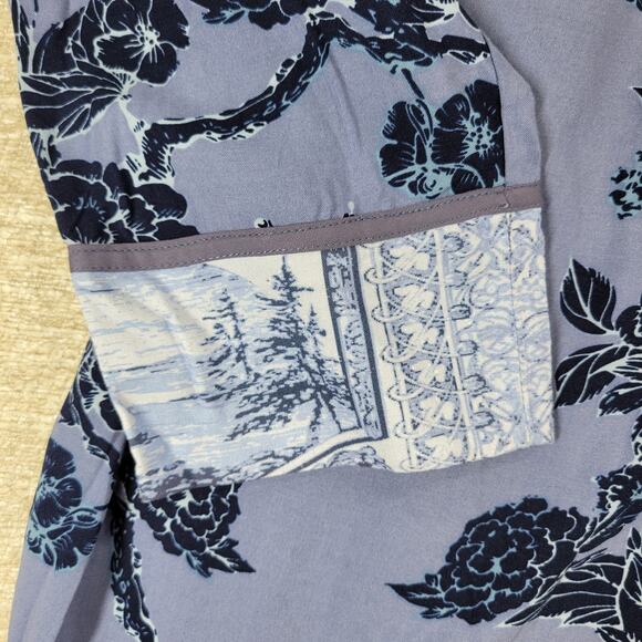 Soft Surroundings Tranquil Blooms Kimono Shirt XL Blue Floral Velvet Burnout New - Picture 9 of 14